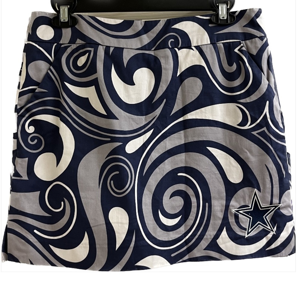 LoudMouth Dallas Cowboys blue grey white paisley golf tennis skirt NFL s…